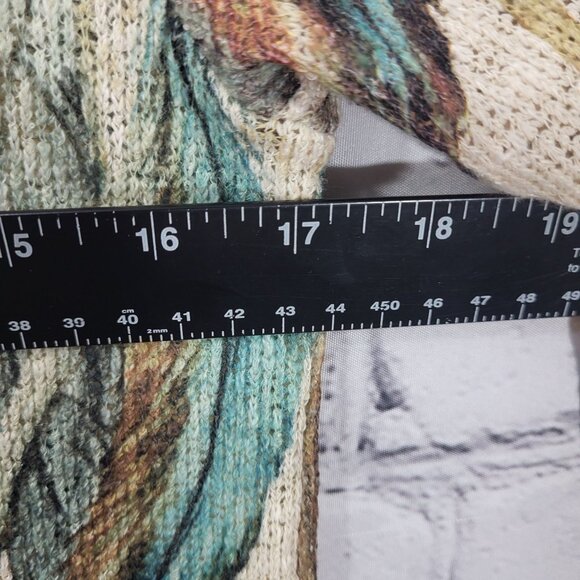 Vocal Tunic Sweater Womens M Boho Feather Airbrushed Design Lace Trim USA - Picture 8 of 10